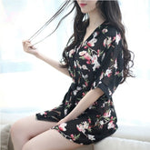 Sexy Sheer Print Nightwear Kimono